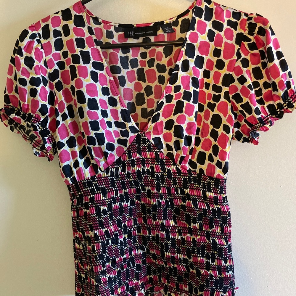 INC Colorful Silk Blouse Size 8